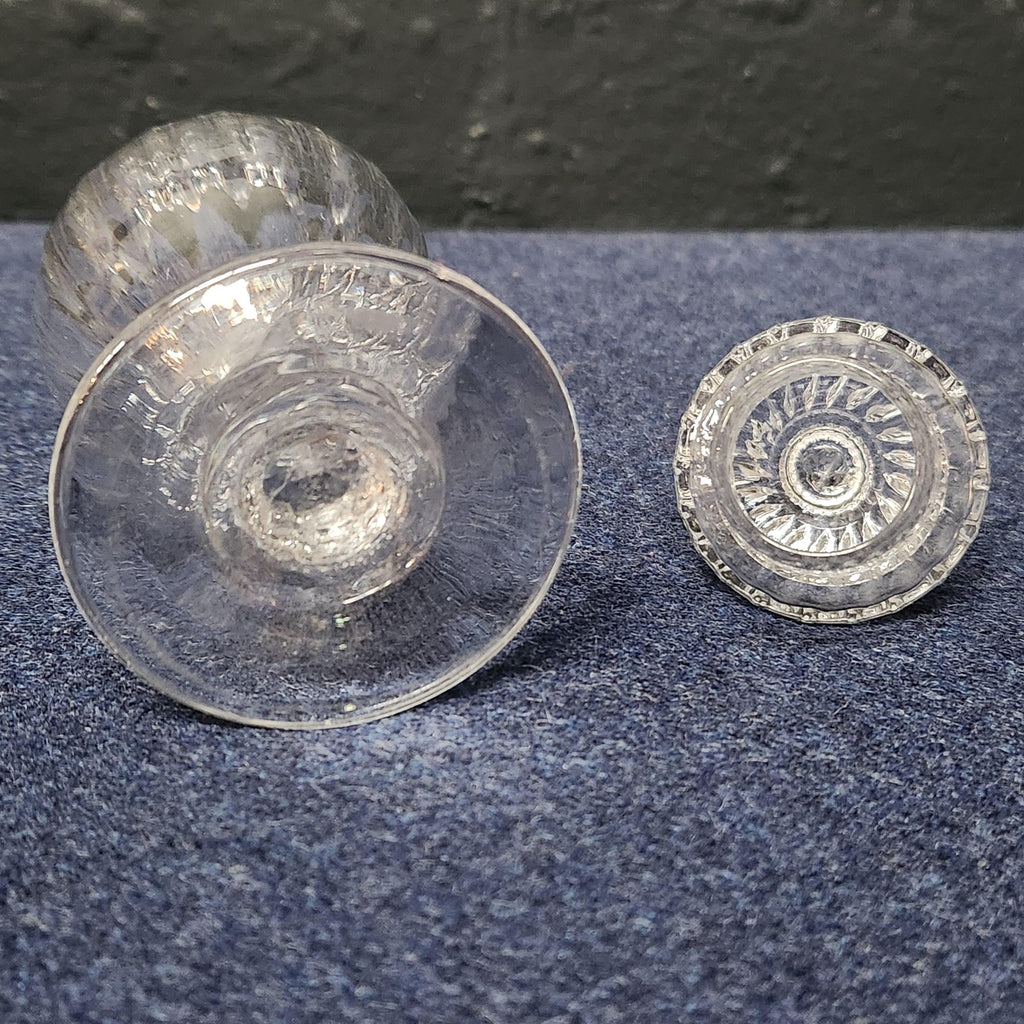 Hand Blown Glass Dry Mustard Lidded Jar Circa 1790