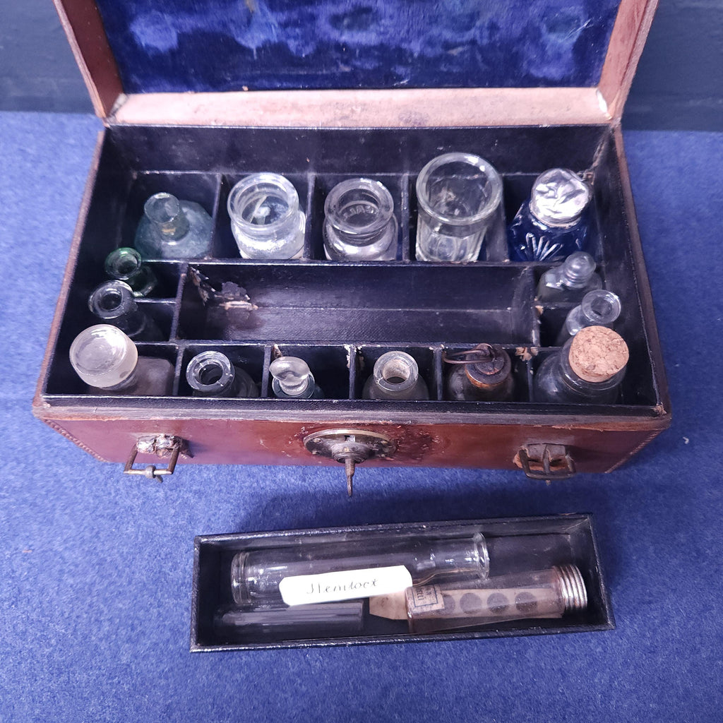 Victorian Apothecary Leather Case & Contenets
