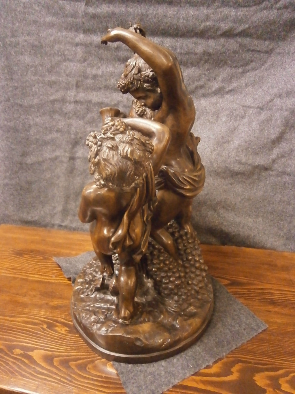 Large 63cm French Bronze Bacchus Group Of Cherubs Playing