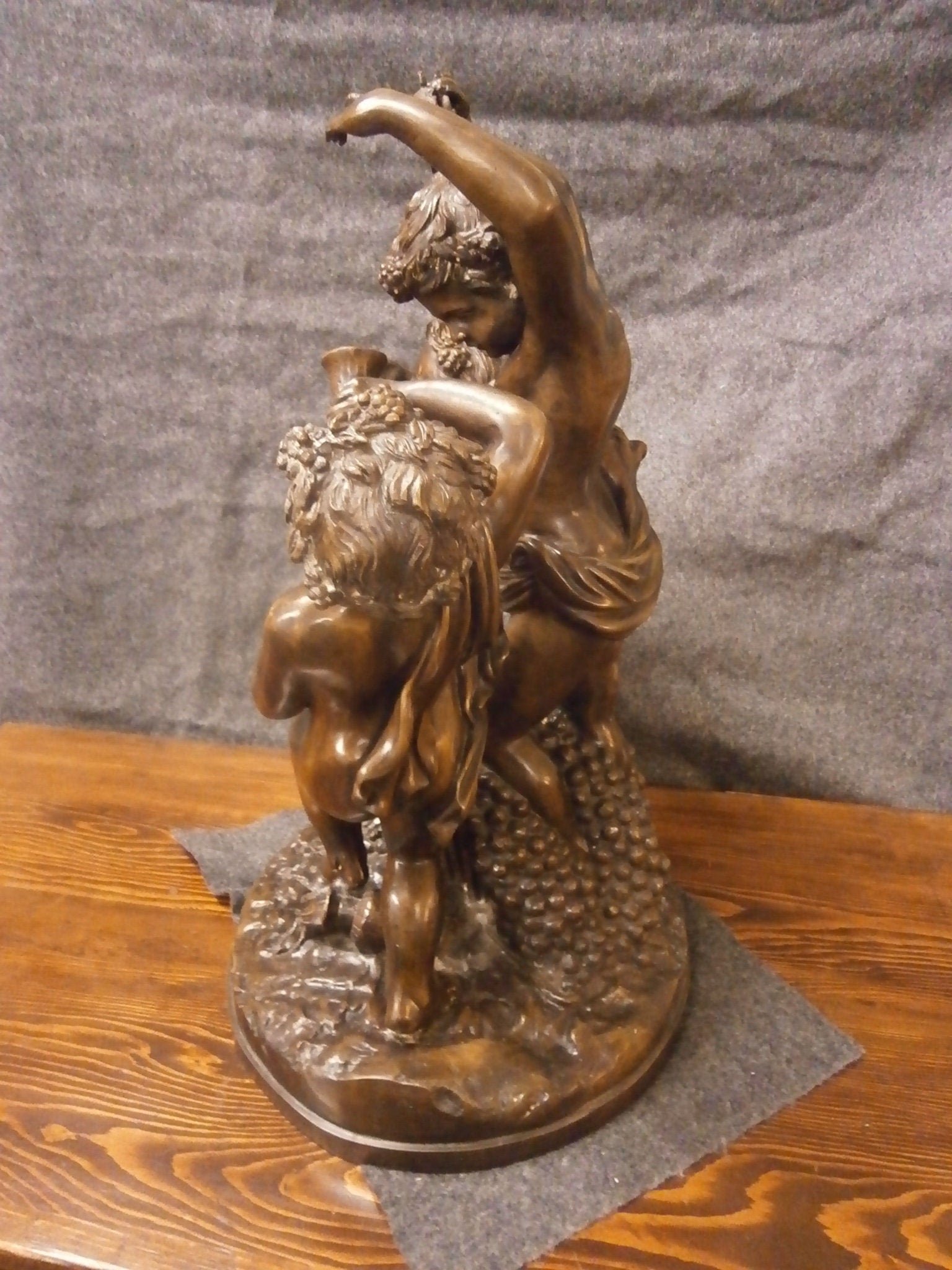 Large 63cm French Bronze Bacchus Group Of Cherubs Playing