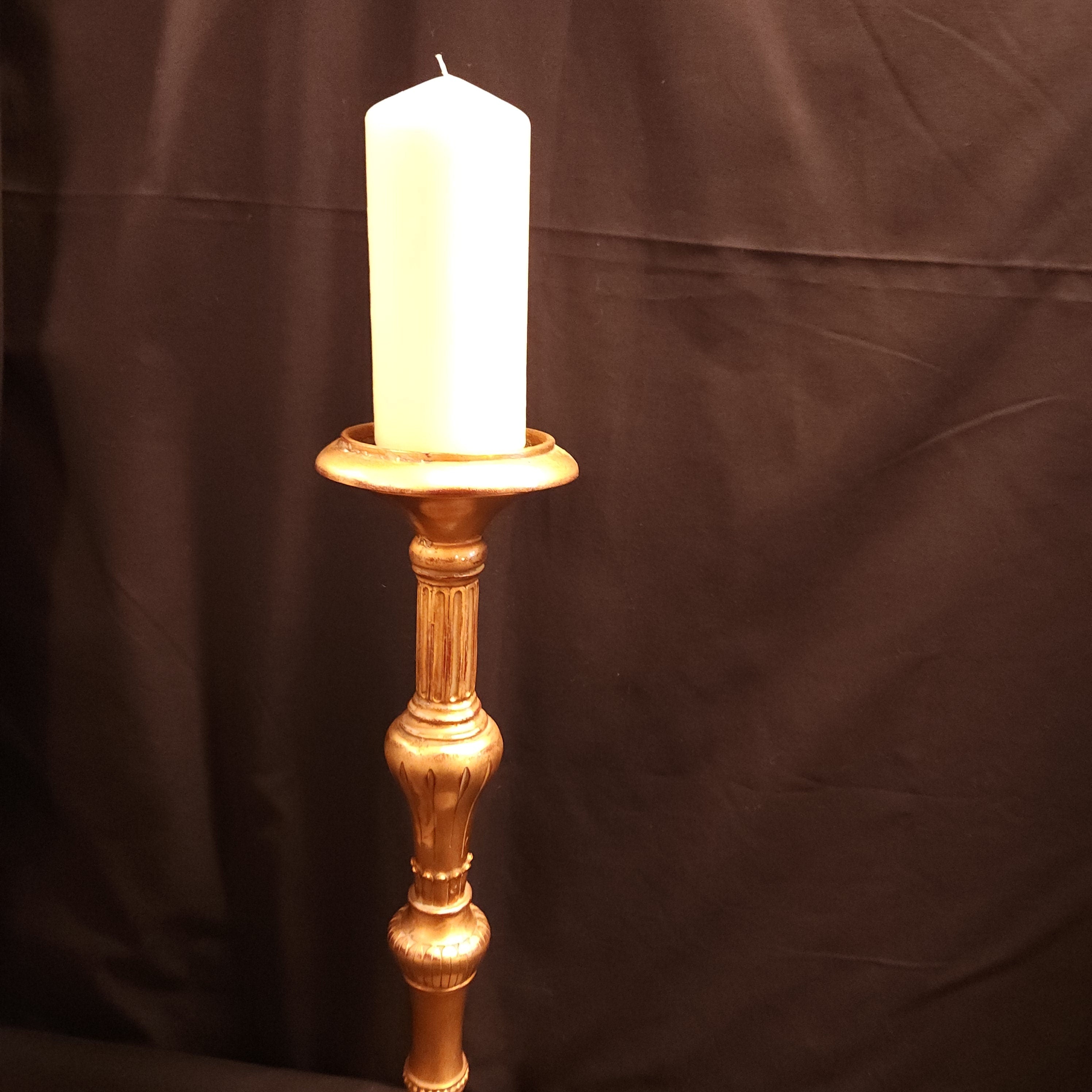 Bartoque Style Tall Gilded Pricket Candlestick/Torchere