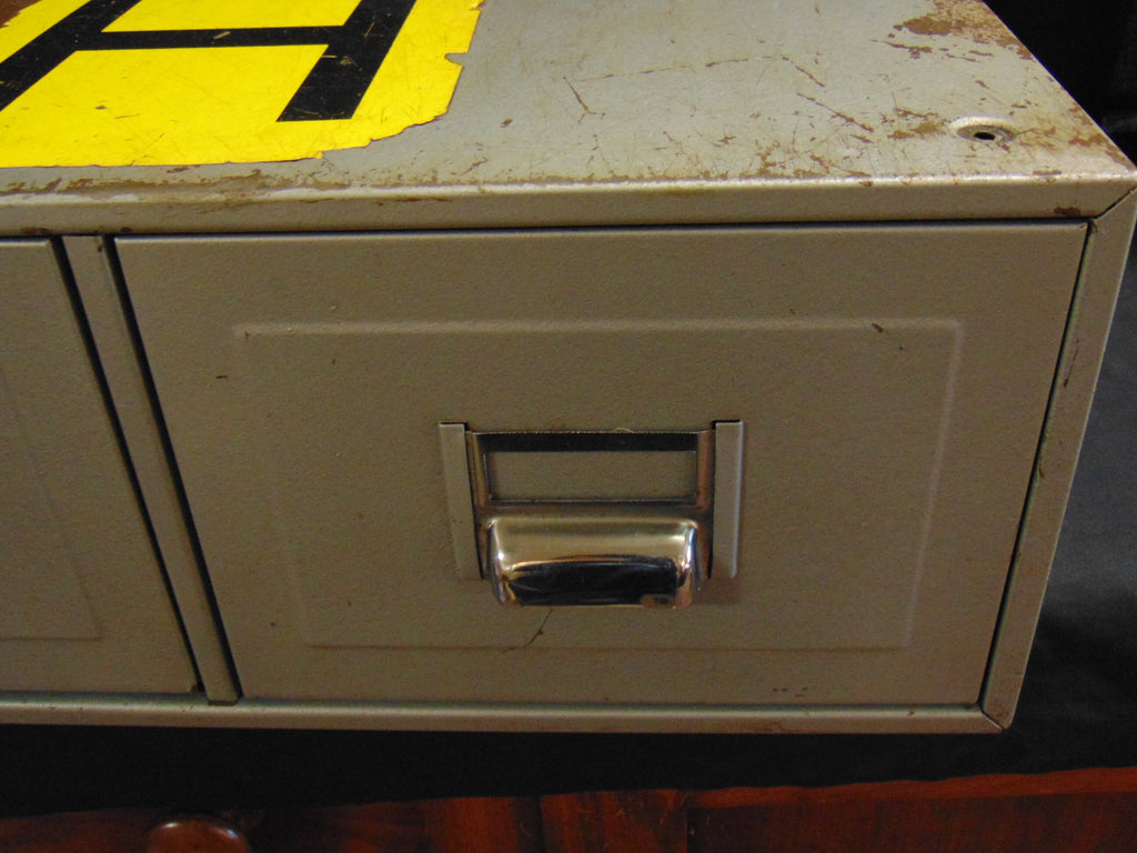 Vintage Industrial Bank of 2 Index Card Filing Drawers