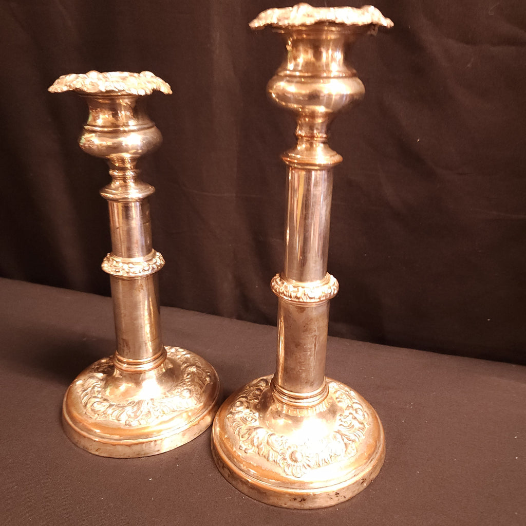 Pair Georgian Silver on Copper Candlesticks circa 1810/1820