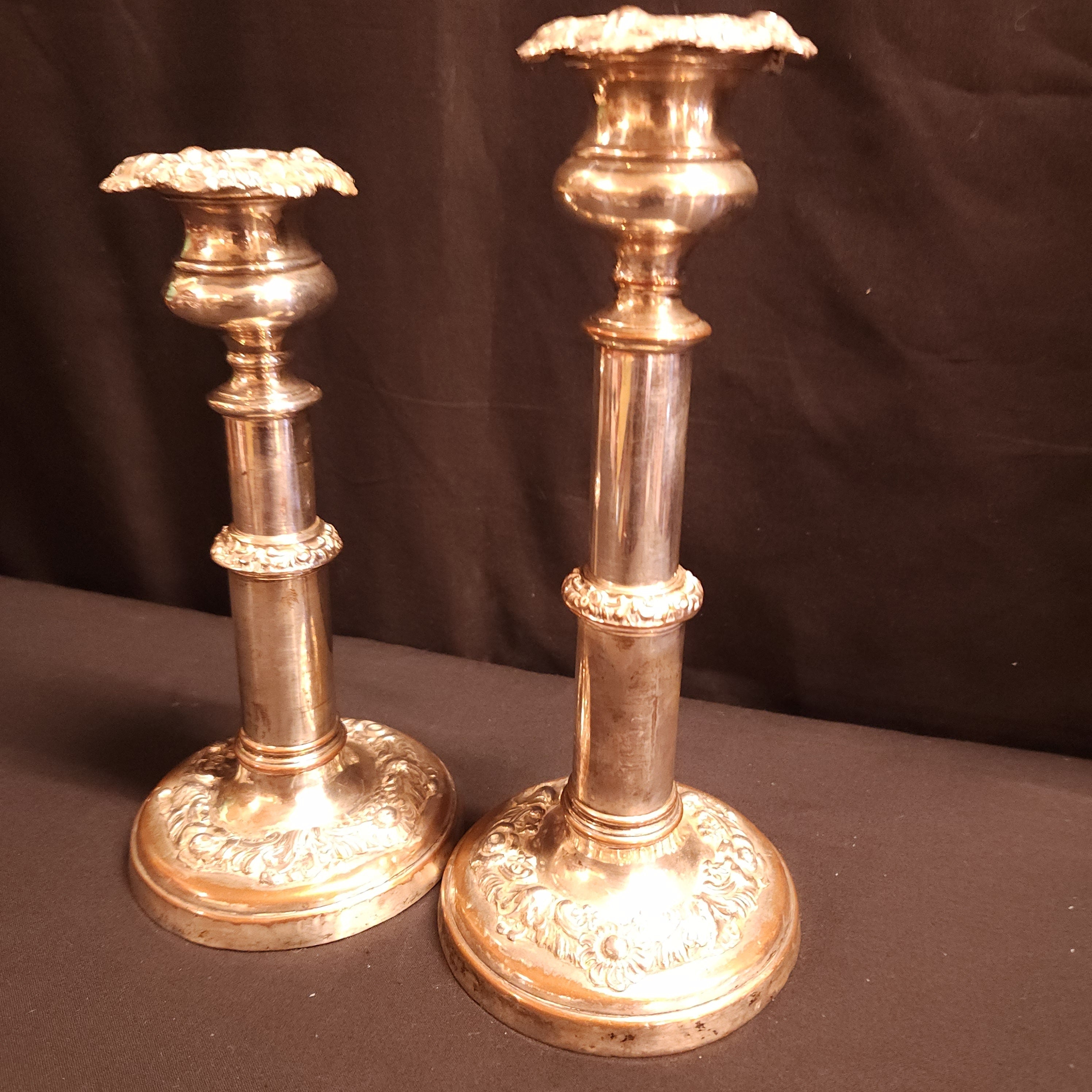 Pair Georgian Silver on Copper Candlesticks circa 1810/1820