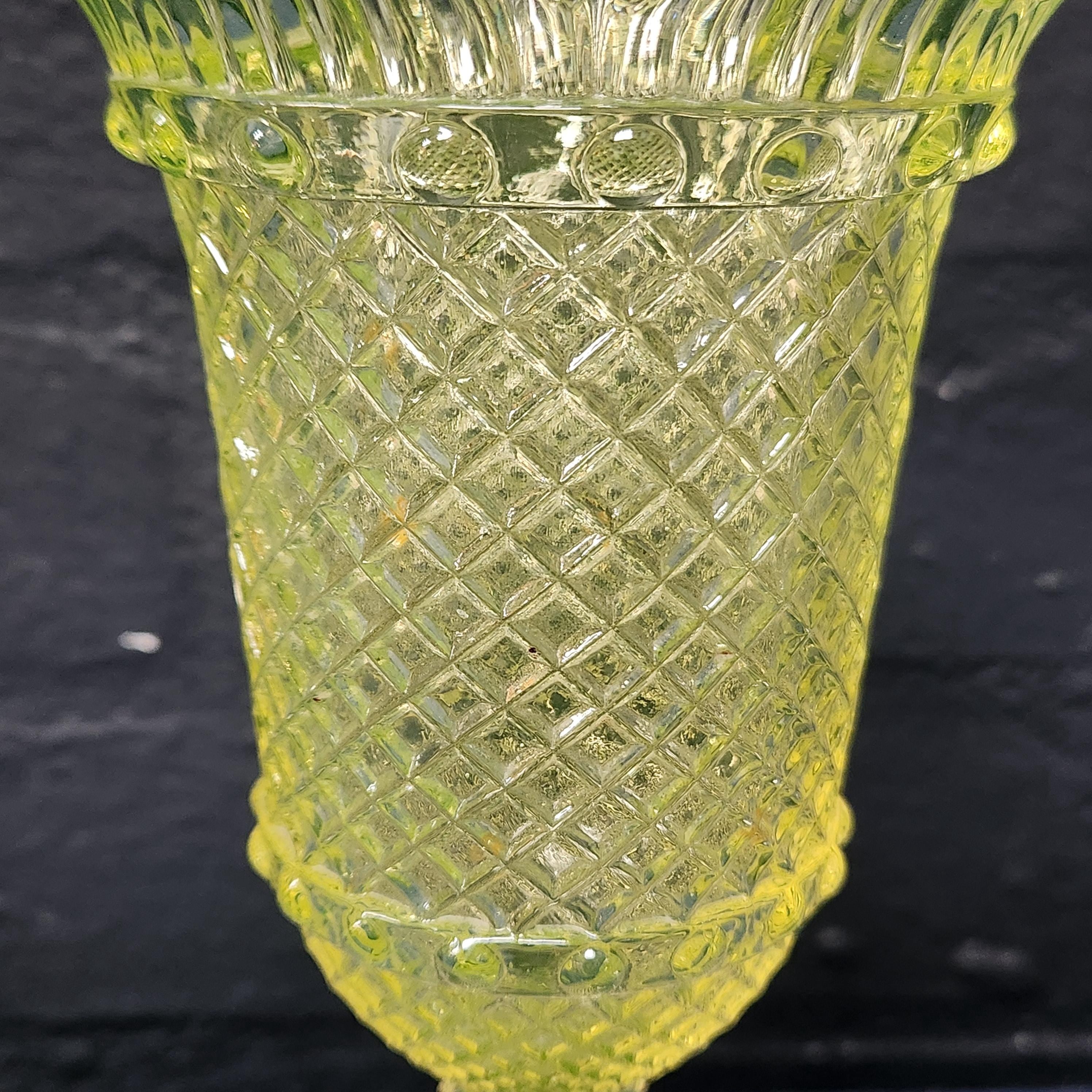 Yellow Uranium Glass Celery Vase