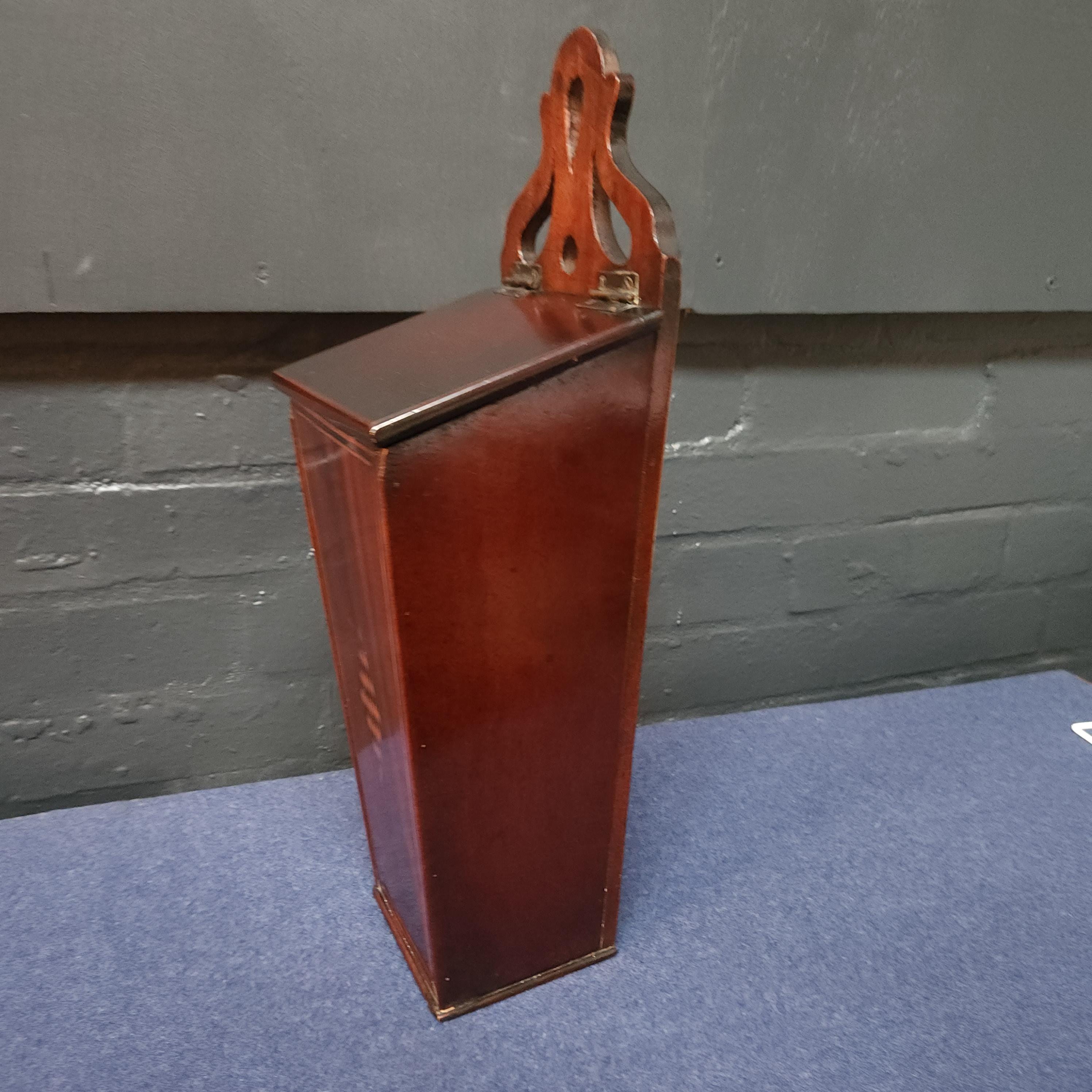Inlaid Mahogany Georgian Candle Box. Circa Late 18thC