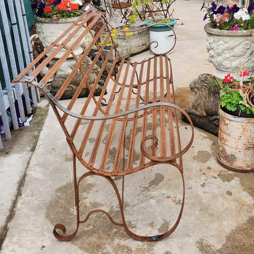 19thC Slatwork Metal Garden Bench