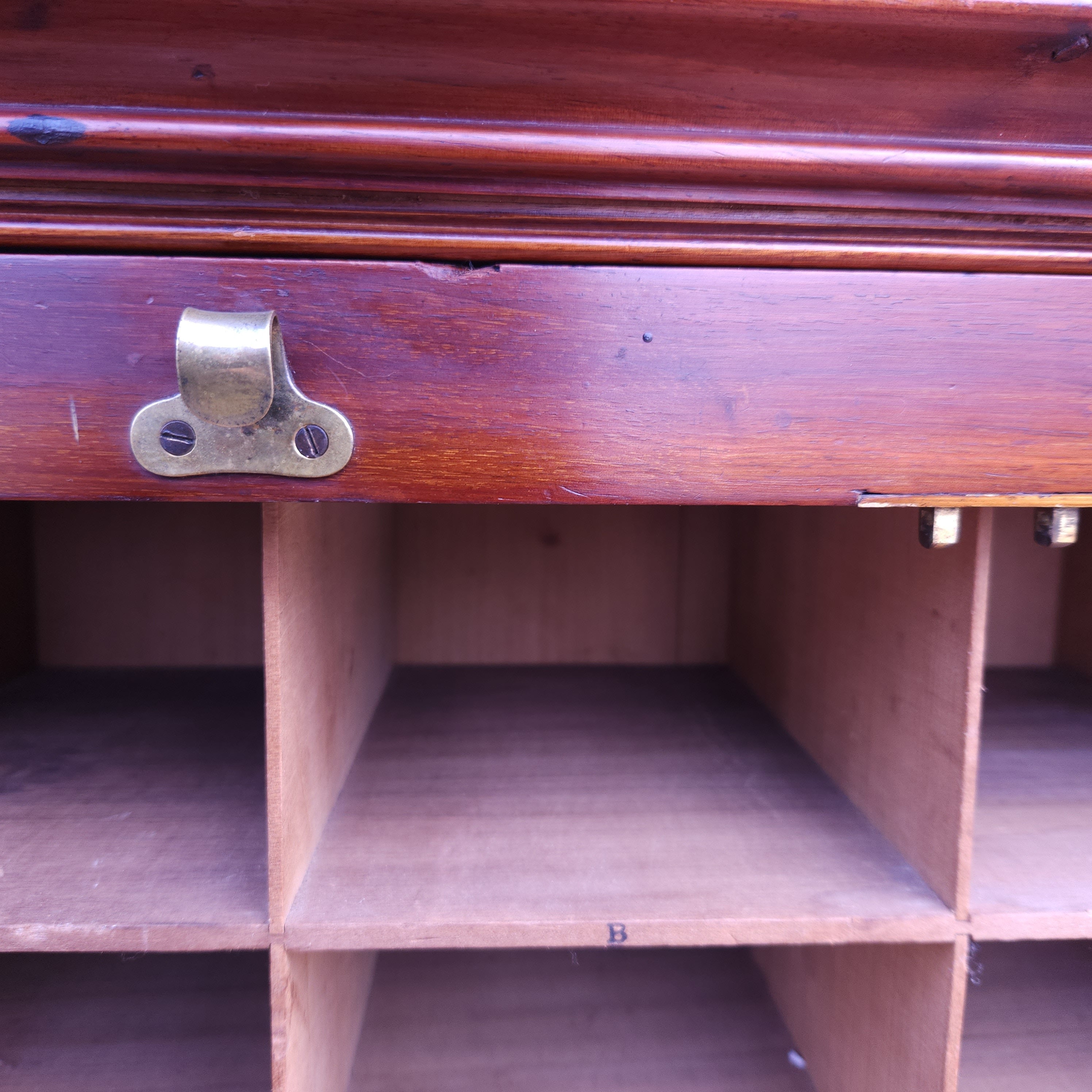 Vintage Tambour Cabinet with Pigeon Holes