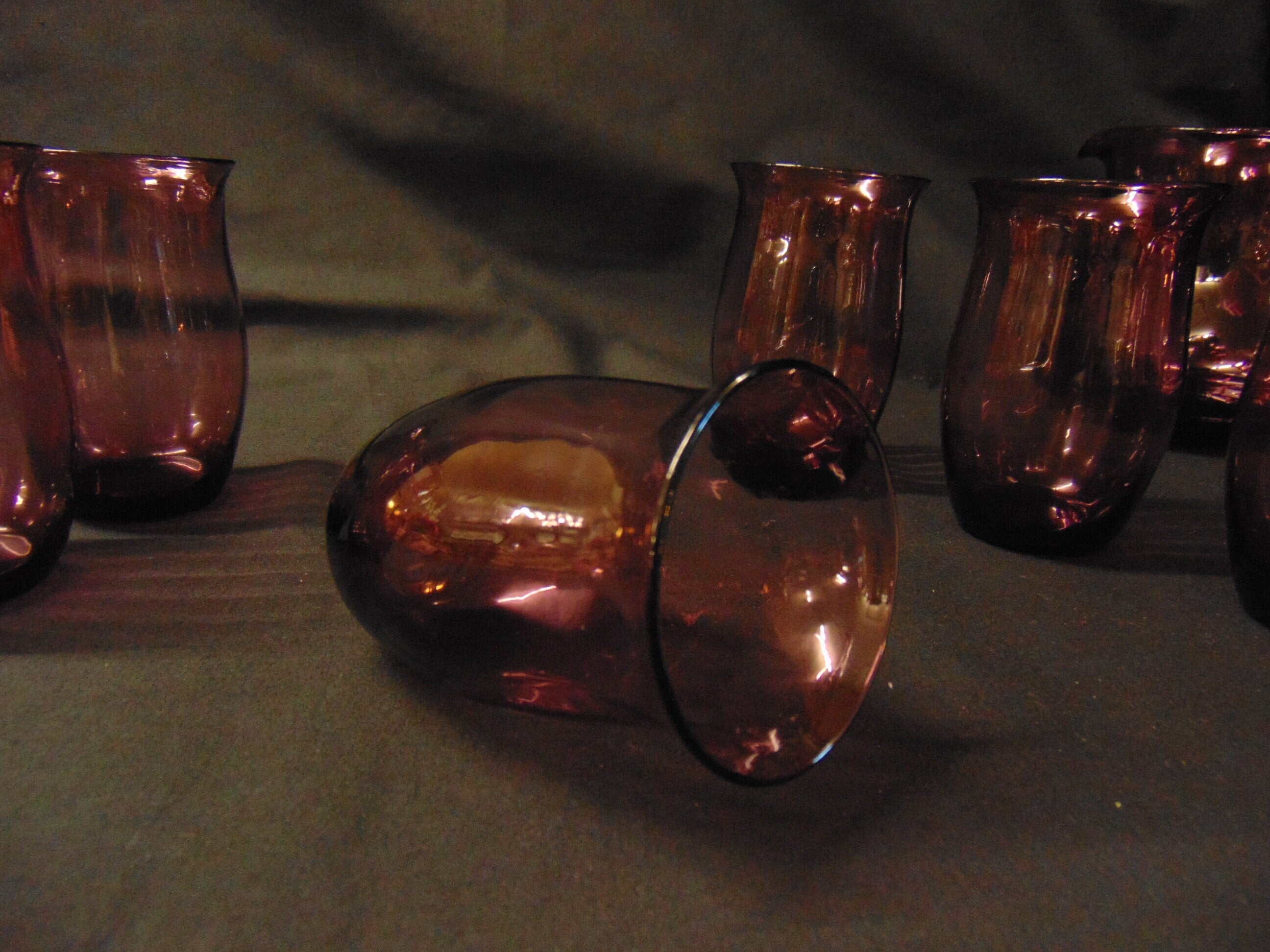 Aubergine Glass Lemonade Set, Jug/Pitcher and 6 Glasses