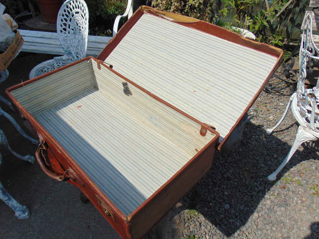 Vintage Tan Leather Suitcase