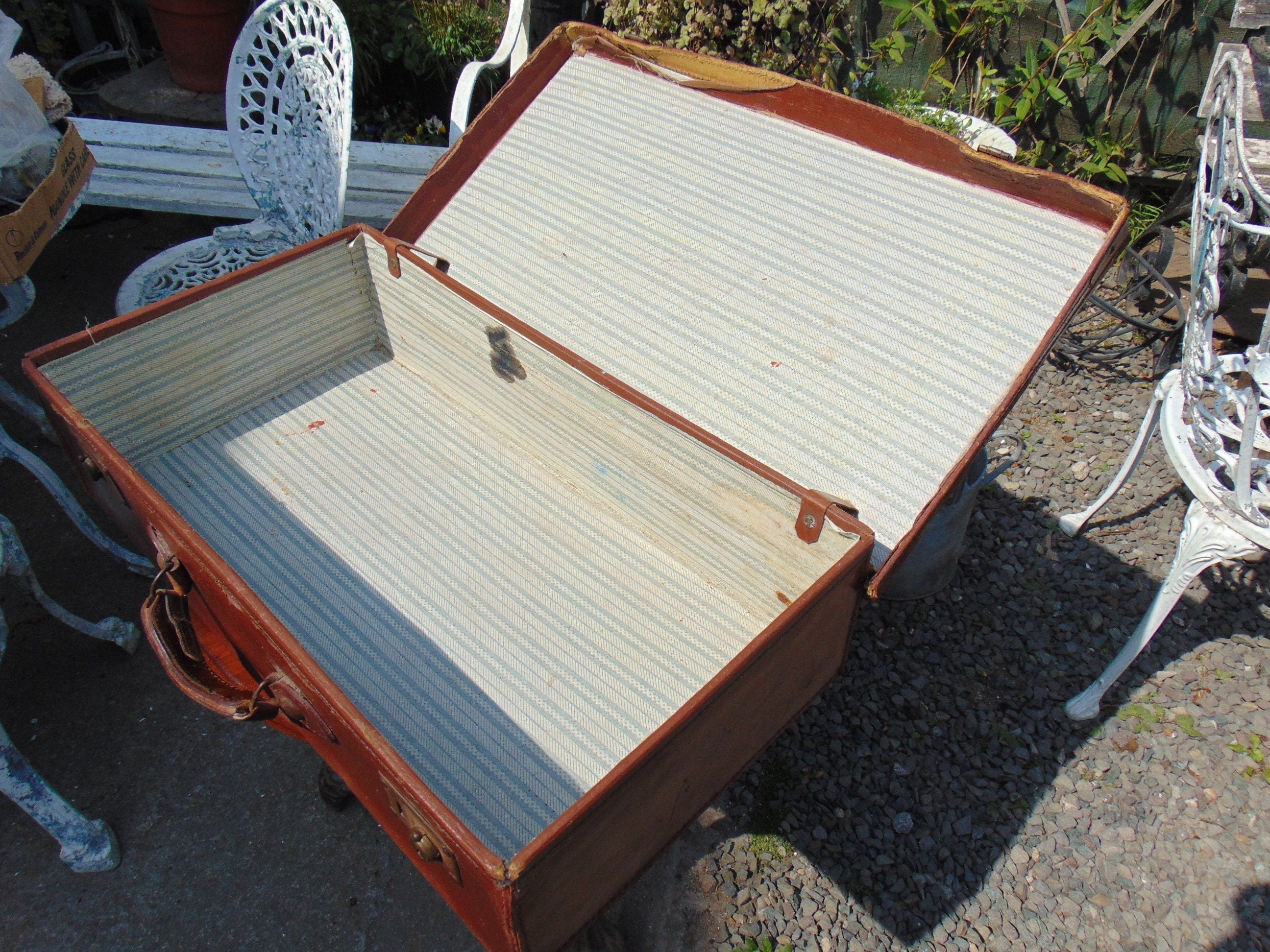 Vintage Tan Leather Suitcase