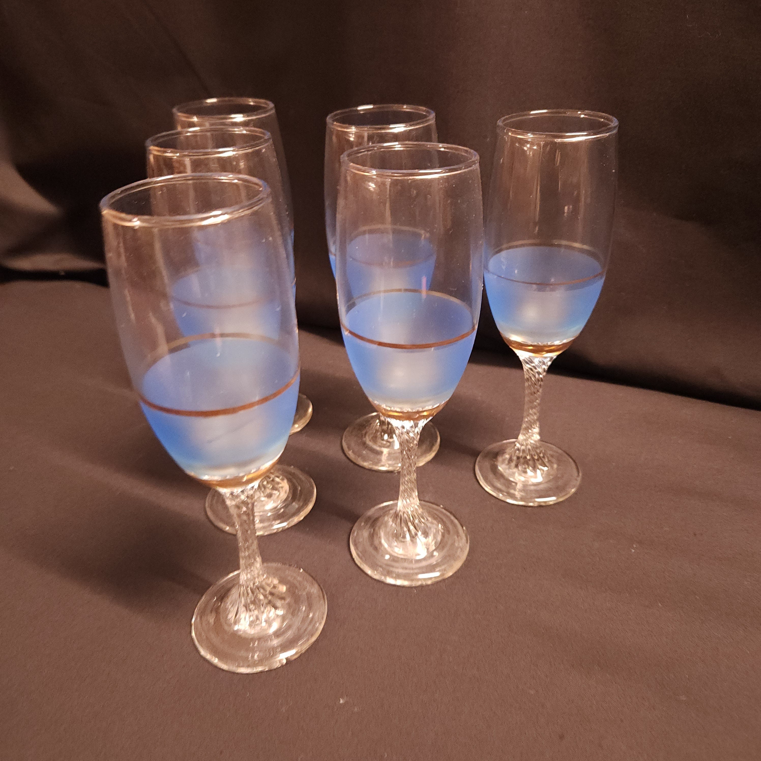 Set 6 Vintage 1960's Champagne Flutes