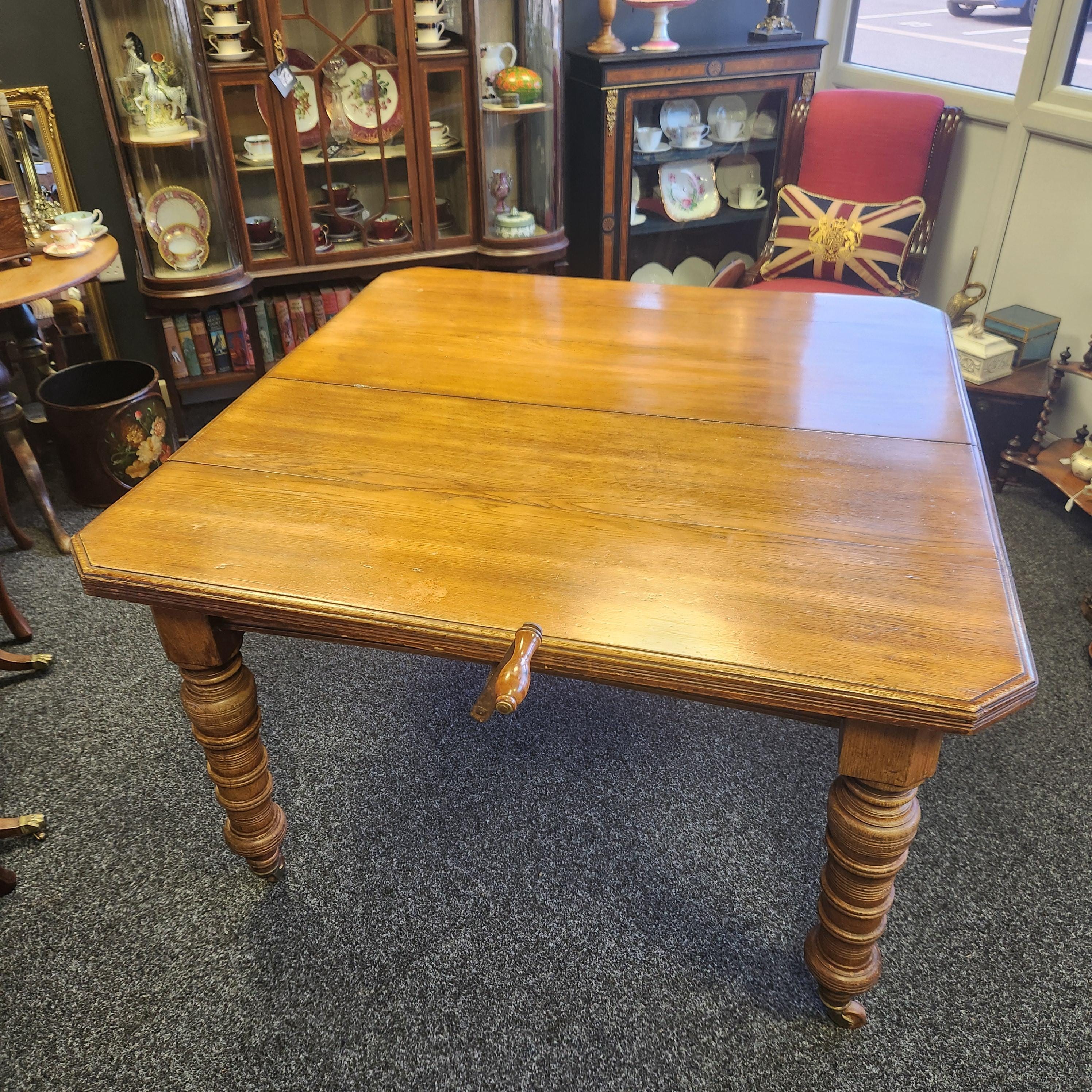 SOLD ****** Oak Dining Table, Wind Out Extending, Circa Late 1800s