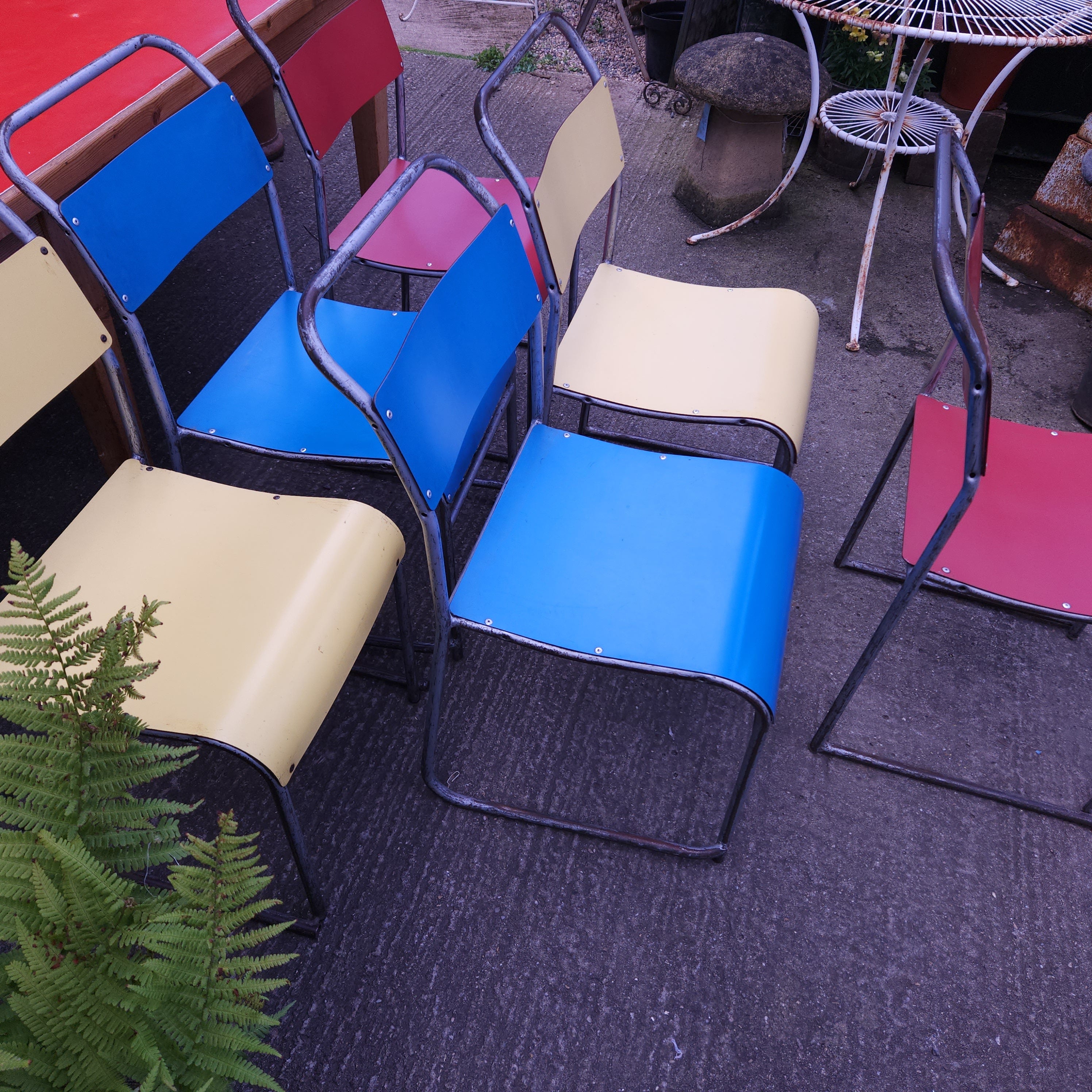 Set of 6 Mid-Century Stacking Chairs