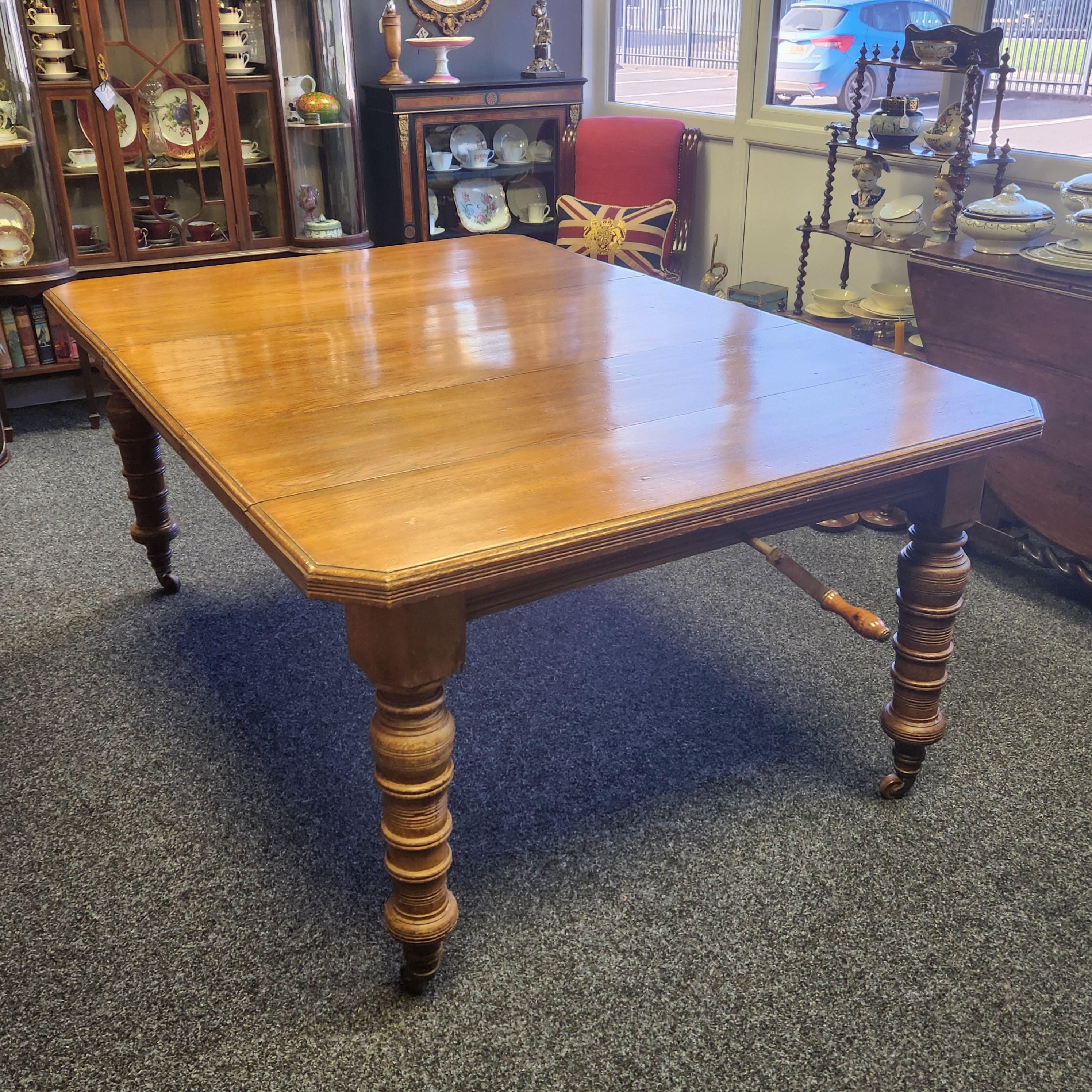 SOLD ****** Oak Dining Table, Wind Out Extending, Circa Late 1800s