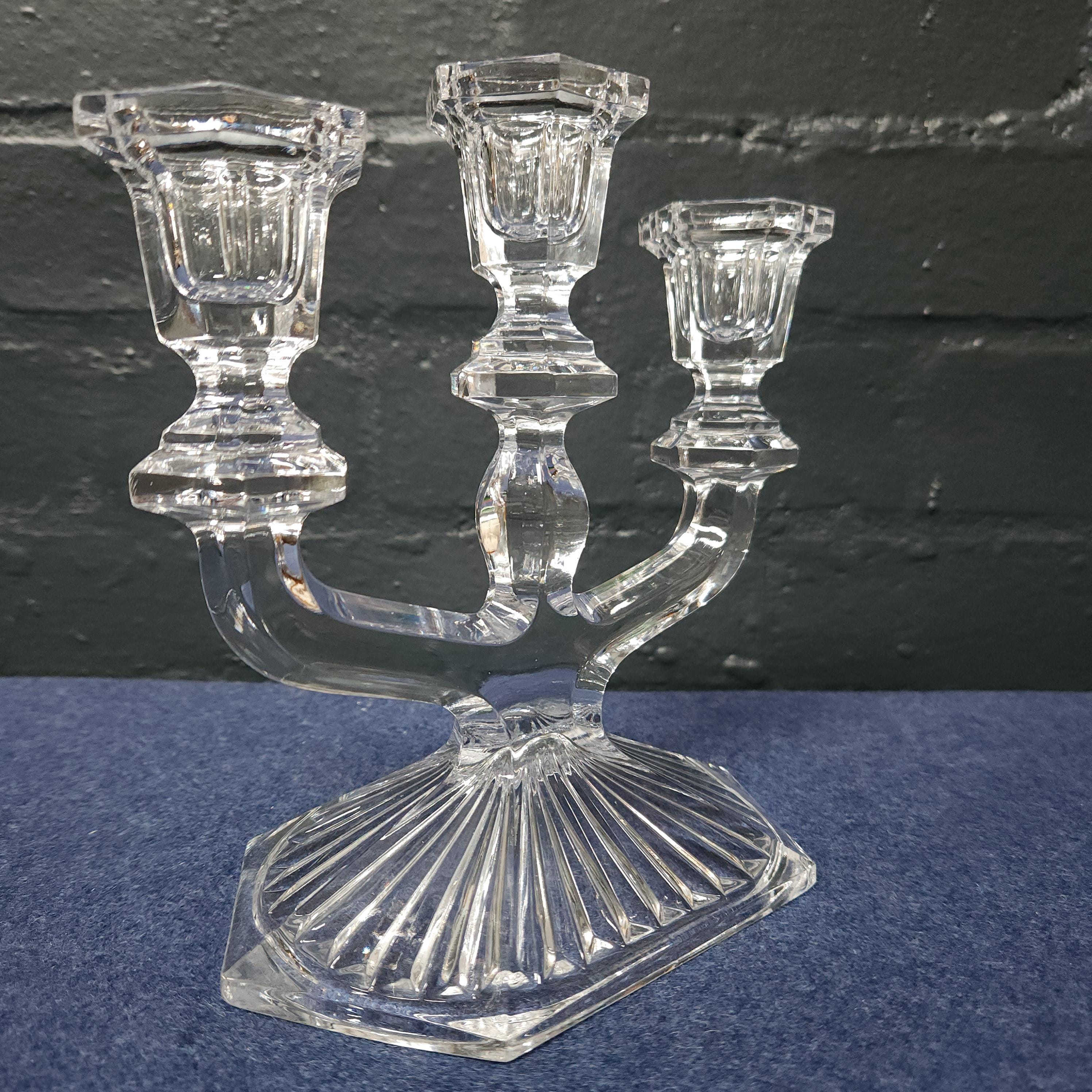 Continental Glass Three Arm Candelabra