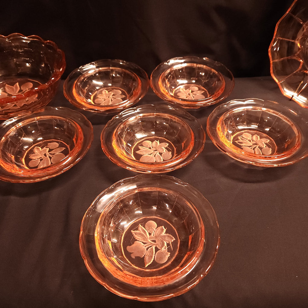 Pink Glass Dessert Dishes - Vintage - Circa 1950's
