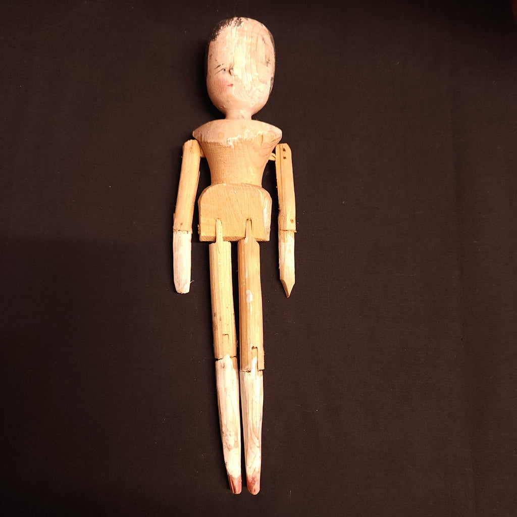 Antique Grodnertal Wooden Carved Peg Doll