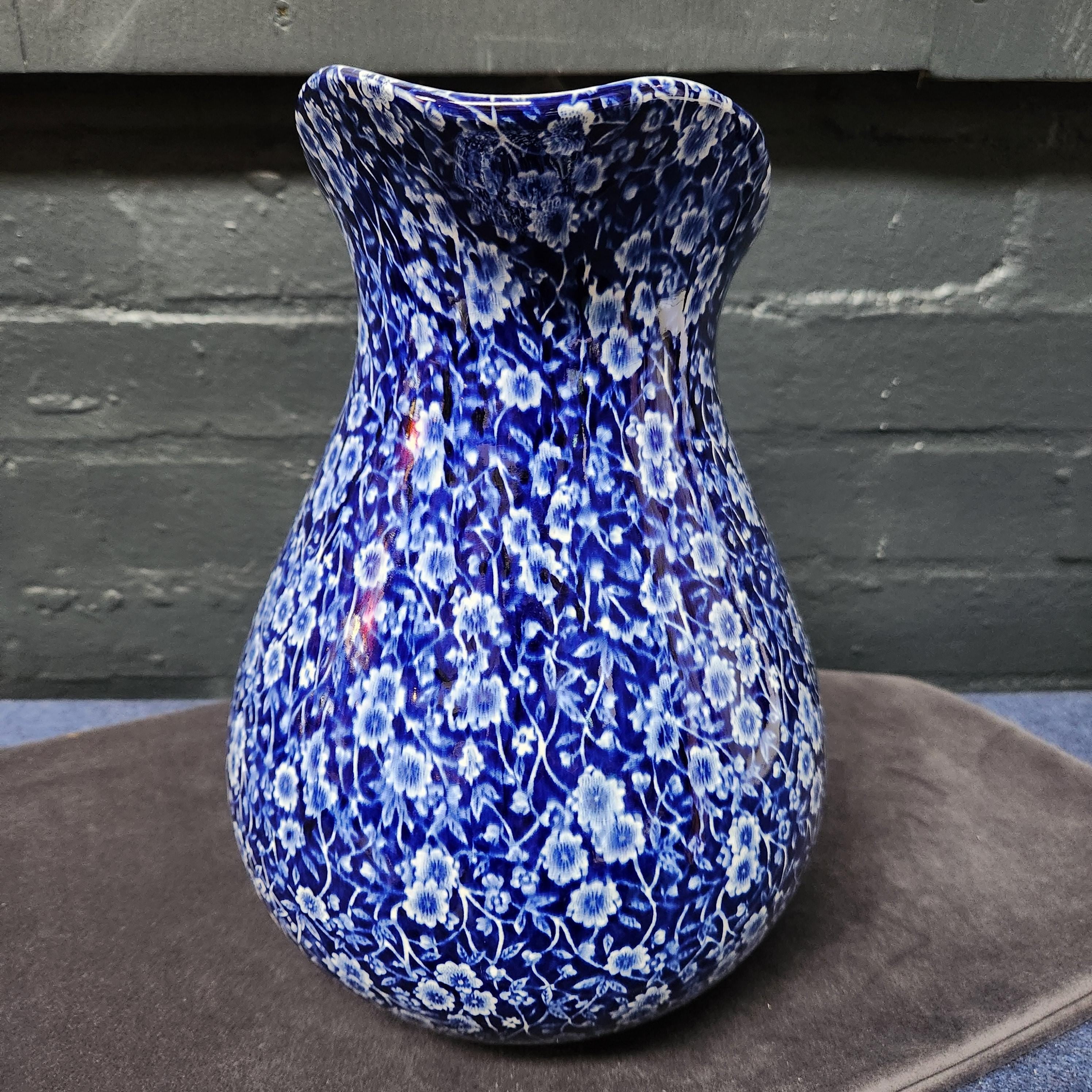 Large Calico Blue Pitcher - Burleigh Ware by Burgess & Leigh