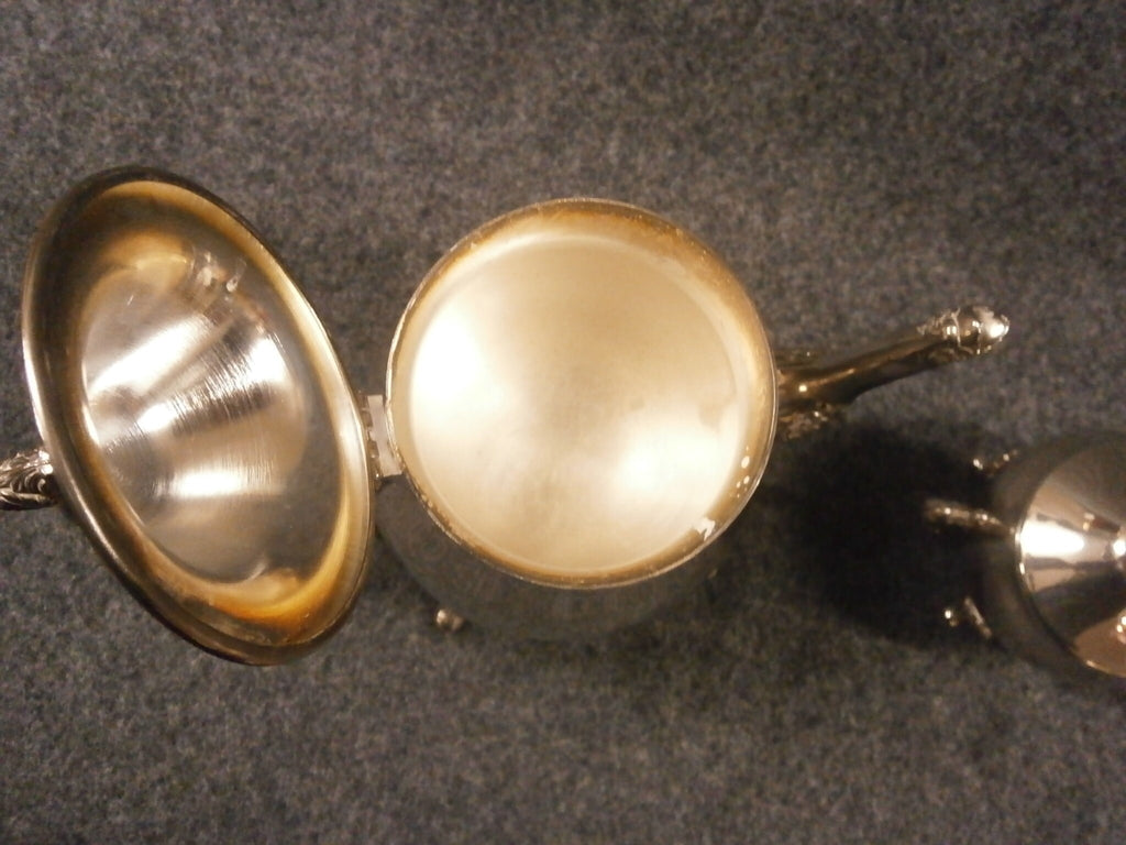 Vintage Silver Plate Coffee Pot, Covered Sugar Bowl and Creamer Jug