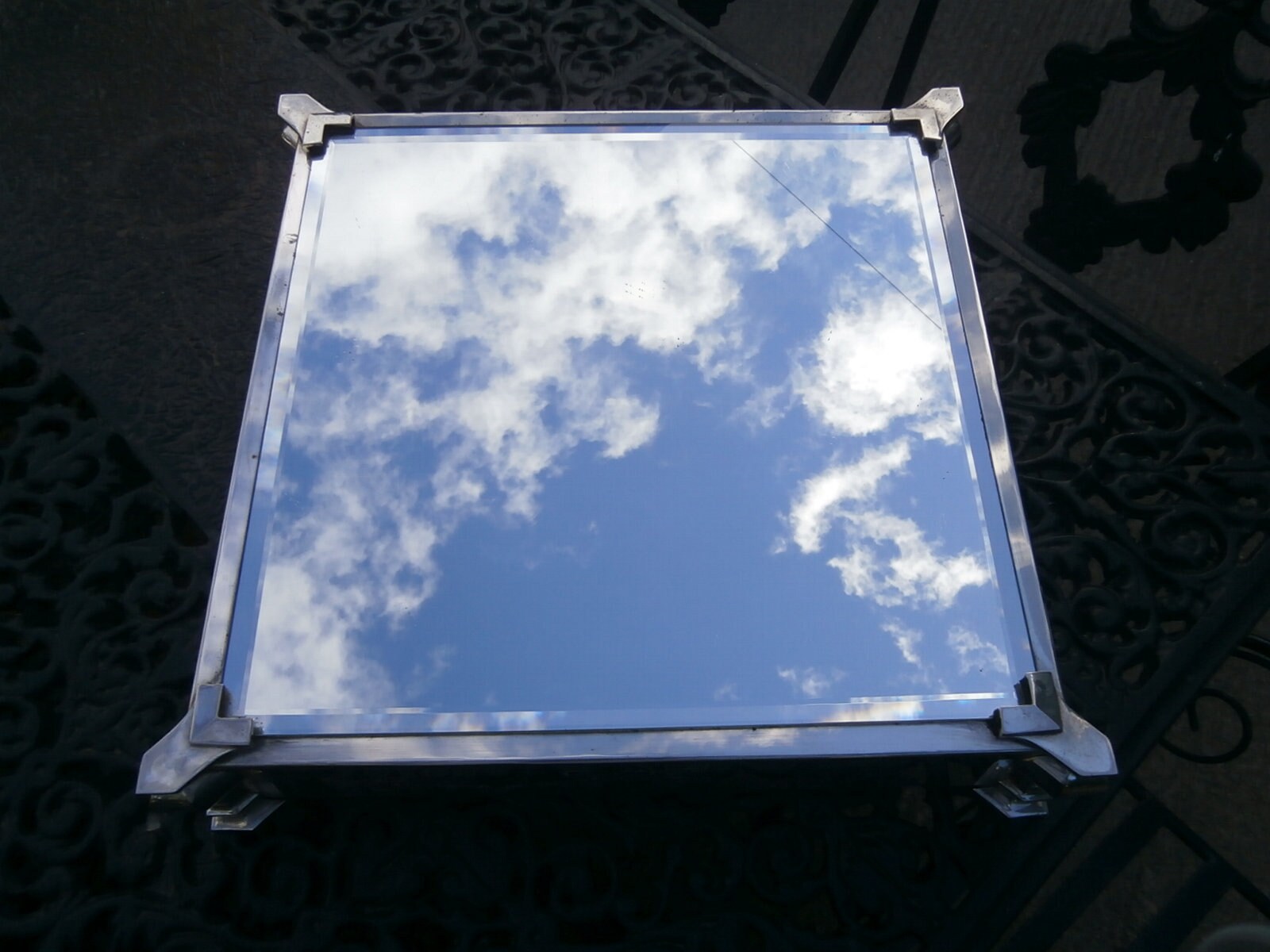 Silver Plate Mirrored Top Wedding Cake Stand - Vintage