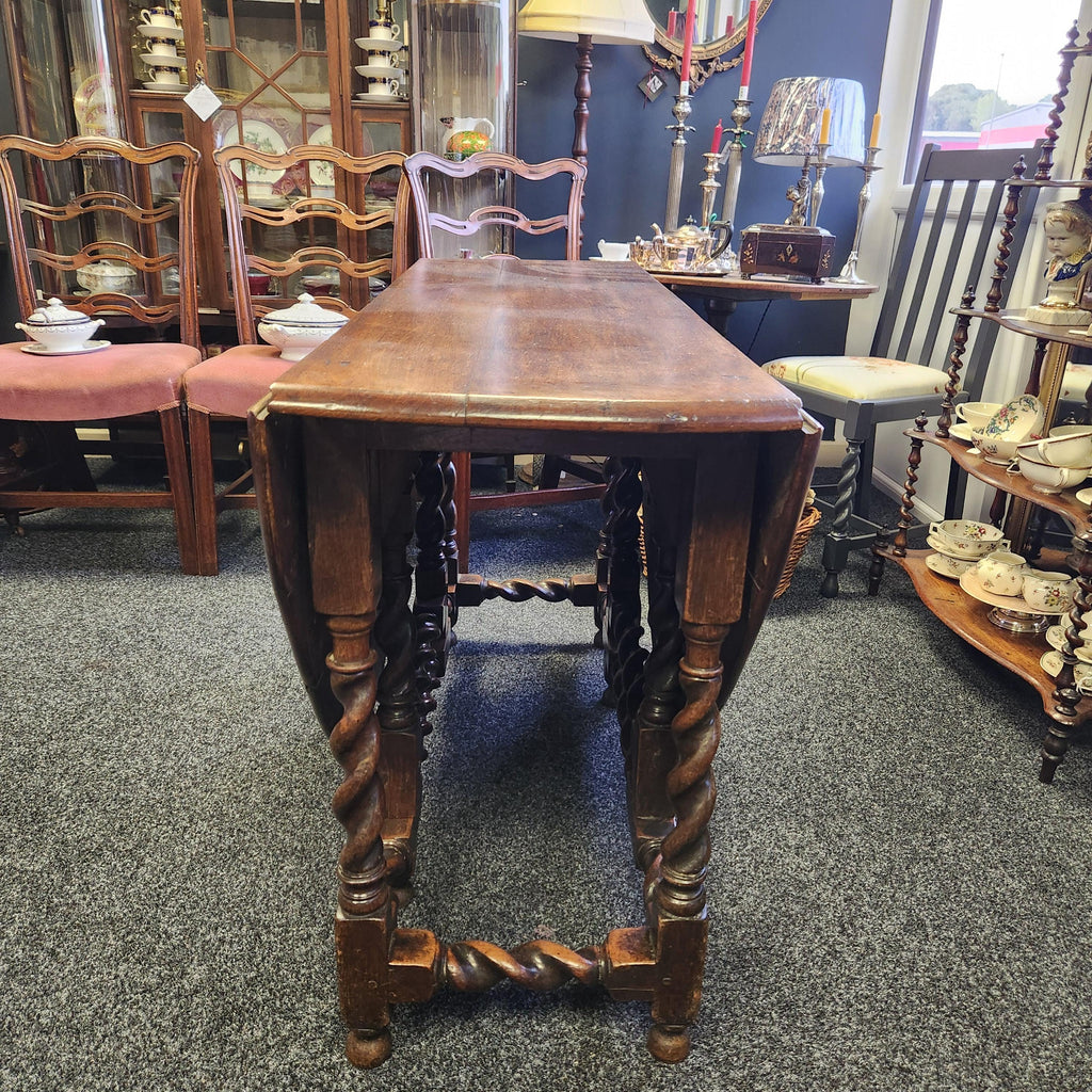 18th Century Elm Barley Twist Gate Leg Table